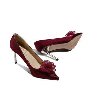 Floral Pointed Satin Heels slider icon 3